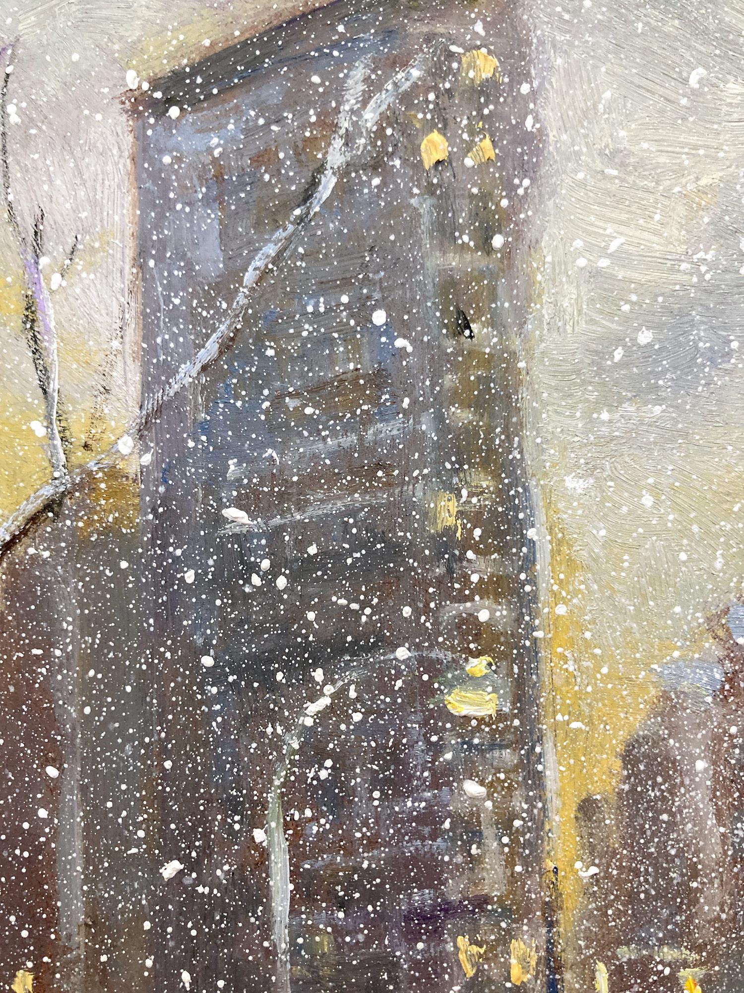 Impressionistische Schneeszene, Ölgemälde, „Flatiron at Sunset New York City“  im Angebot 3