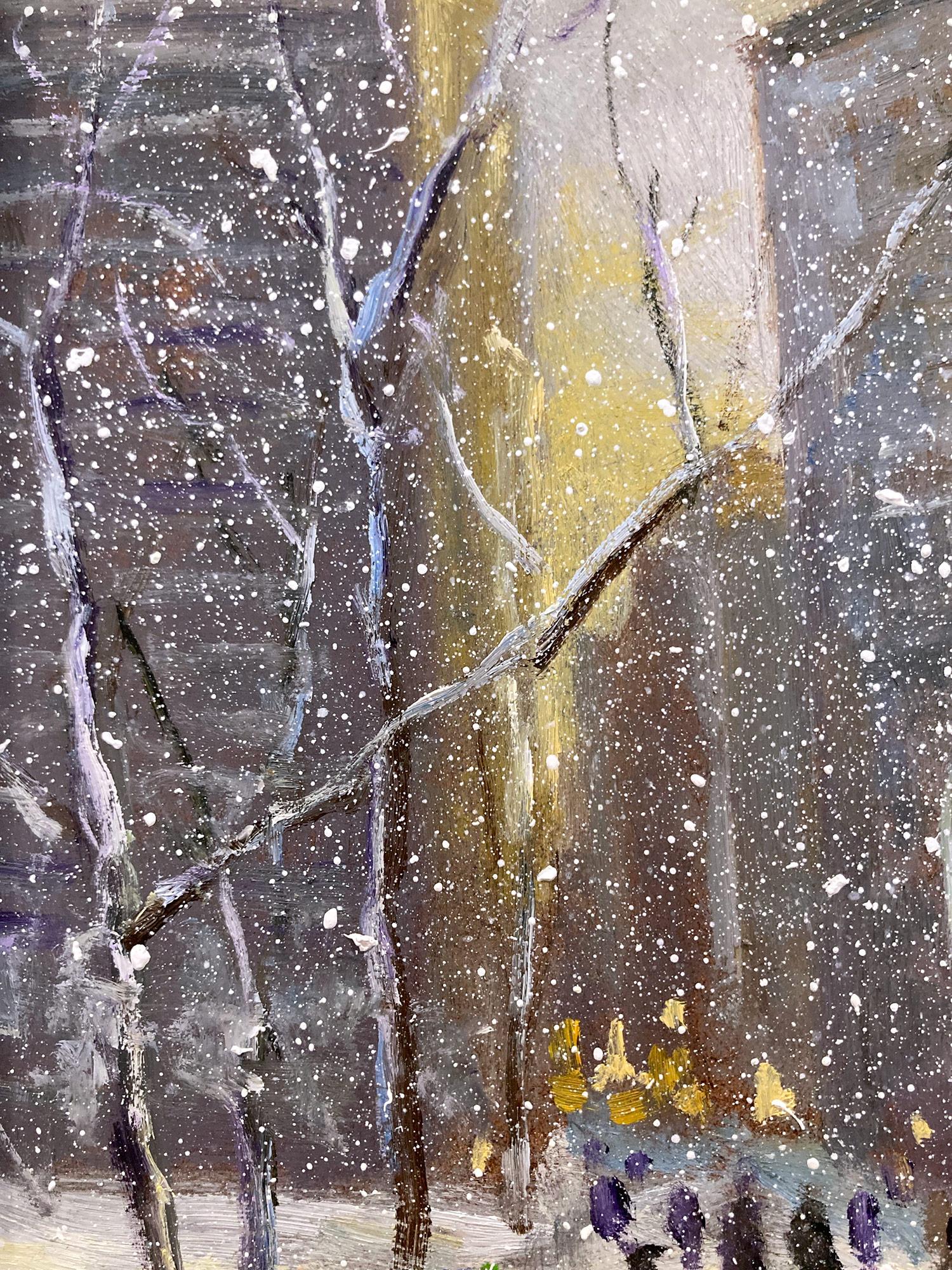 Impressionistische Schneeszene, Ölgemälde, „Flatiron at Sunset New York City“  im Angebot 4