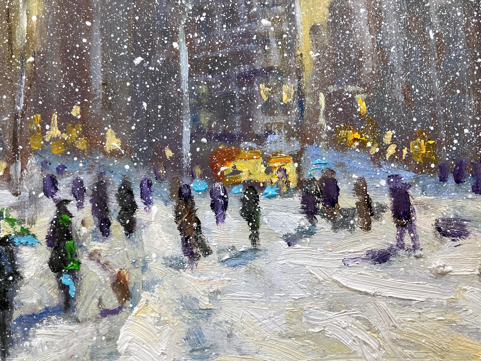 Impressionistische Schneeszene, Ölgemälde, „Flatiron at Sunset New York City“  im Angebot 5