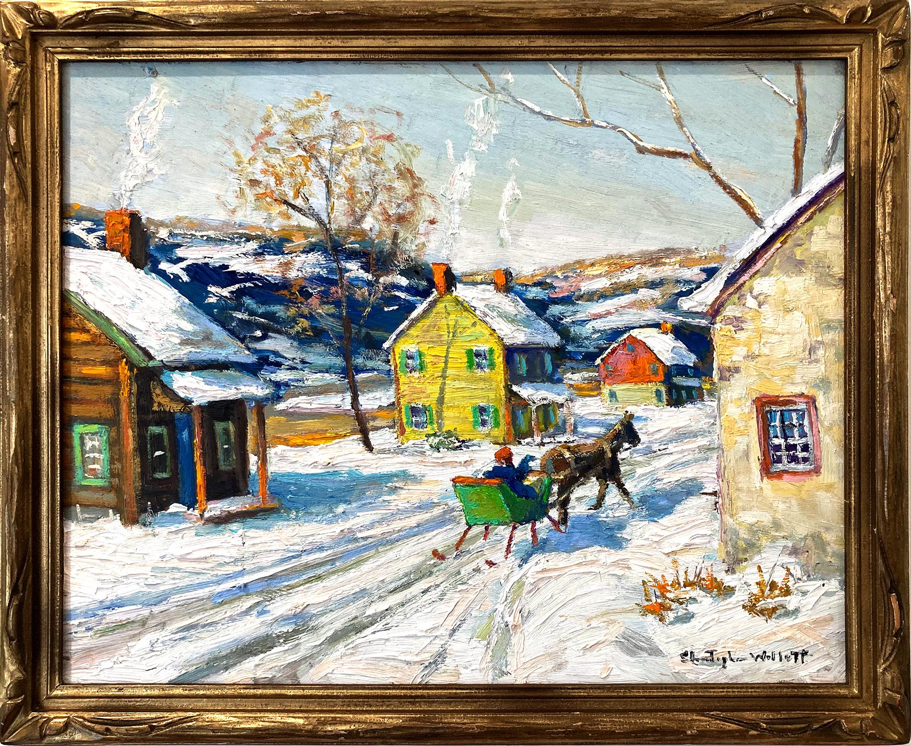 Christopher Willett Landscape Painting - "Going to New Hope" Bucks County PA, Pastoral Winter Landscape Oil Painting