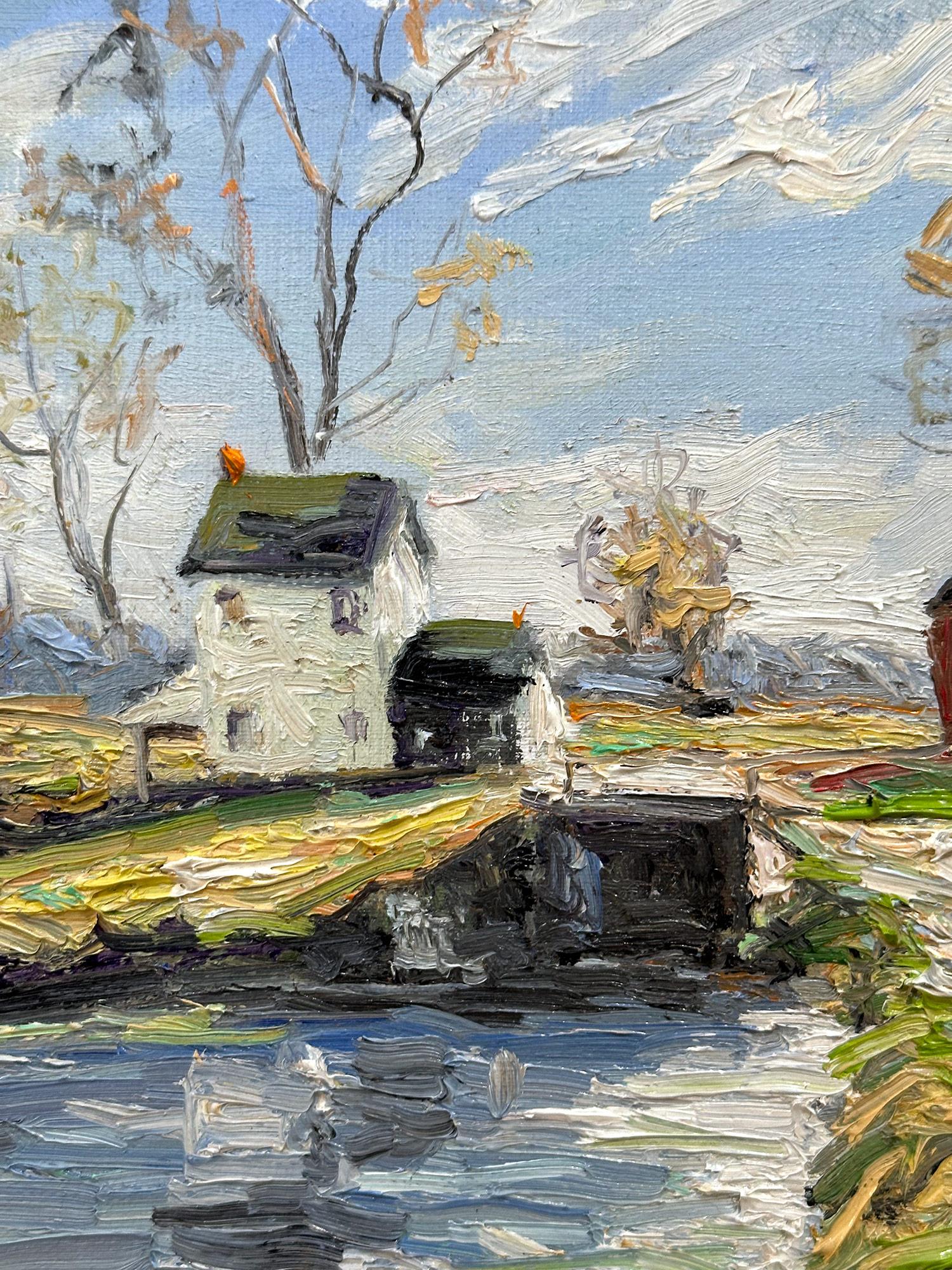 A wonderful Impressionist summer pastoral scene of a colorful and quaint home by the stream. Willet has portrayed this piece in a most intimate, yet energetic way, and has packed much feeling into this vibrant work. It is almost as if we are there