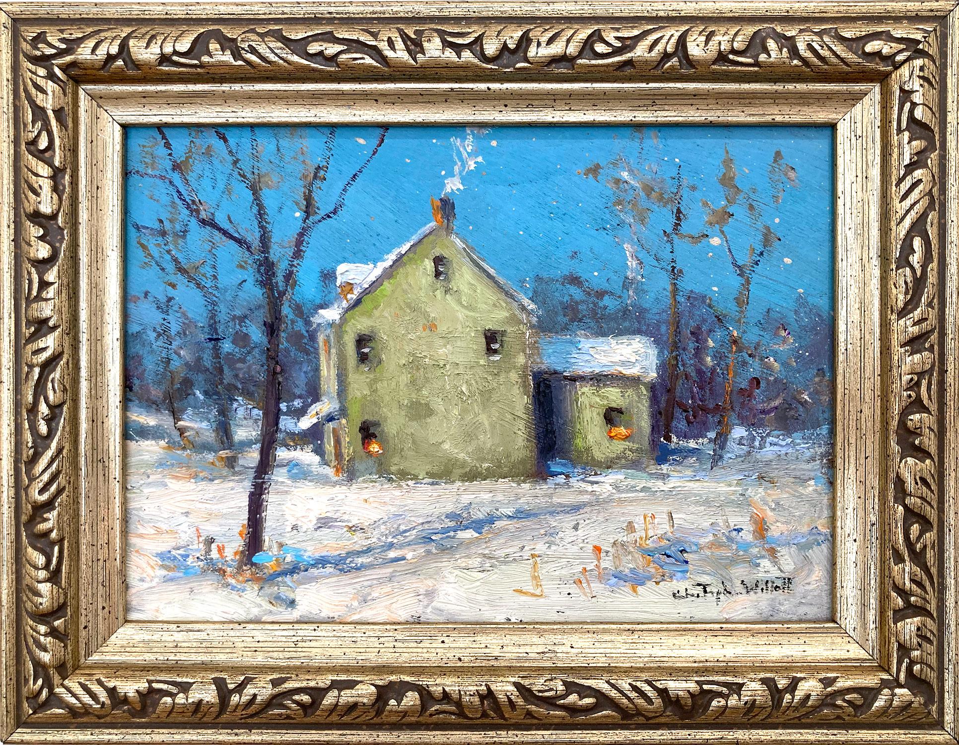 Christopher Willett Landscape Painting - "House in Buckingham" Bucks County PA, Pastoral Winter Landscape Oil Painting