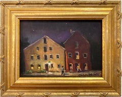 "Prallsville Mills Moonlight" Stockton Town Evening Landscape Scene Oil Painting