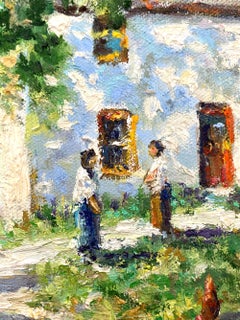 "Morning Chat" Impressionist Pastoral Landscape Oil Painting in Pennsylvania