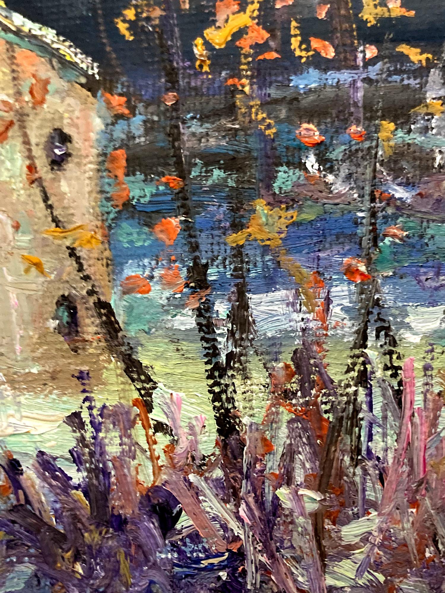 Impressionist winter pastoral scene of a quaint snow covered home by the Plumstead Bucks County, PA. Willett has portrayed this charming mill scene in a most intimate, yet energetic way, and has packed much feeling into this miniature work. It is