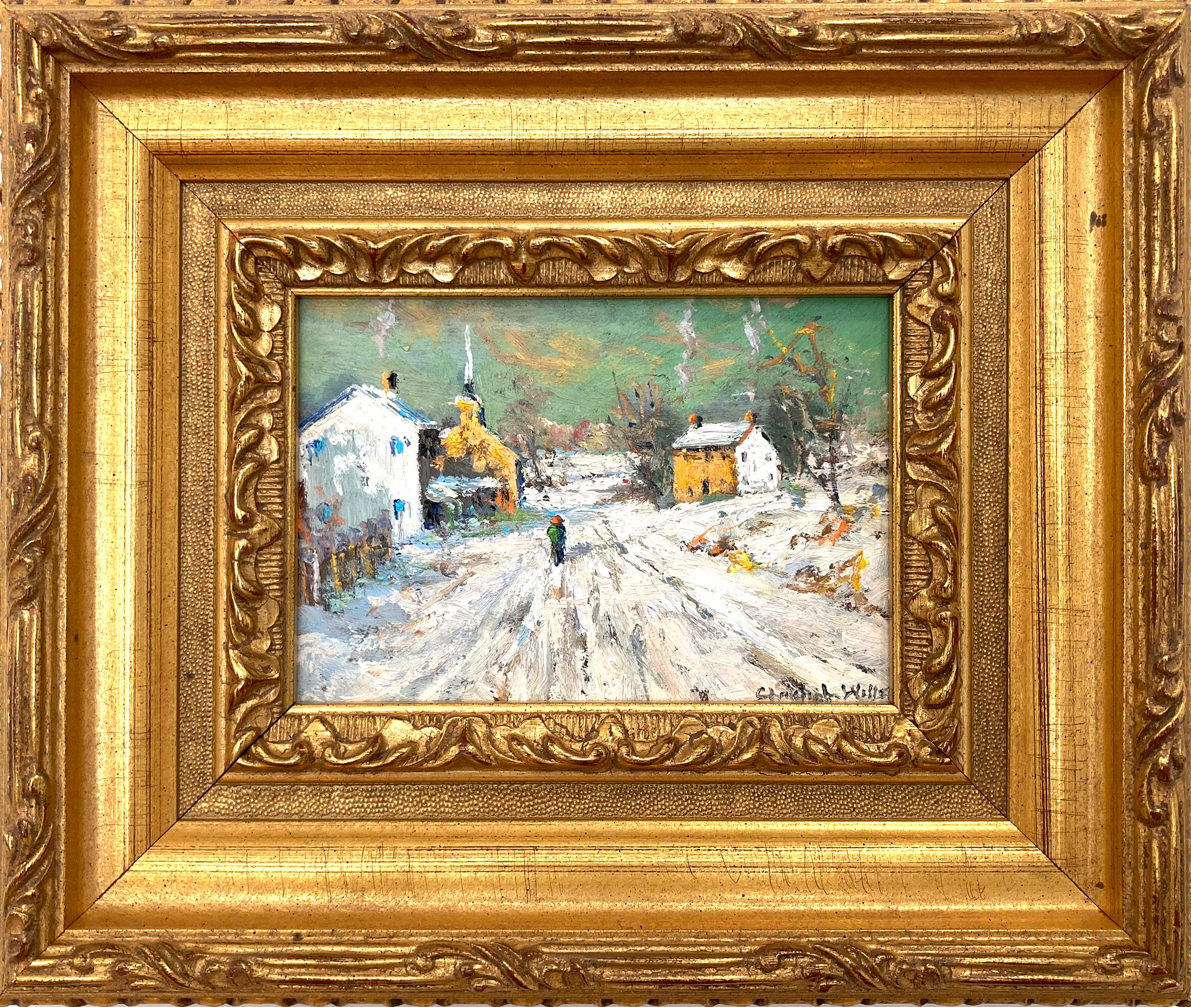 "Passing Through Delaware" Bucks County PA Pastoral Landscape Snow Scene