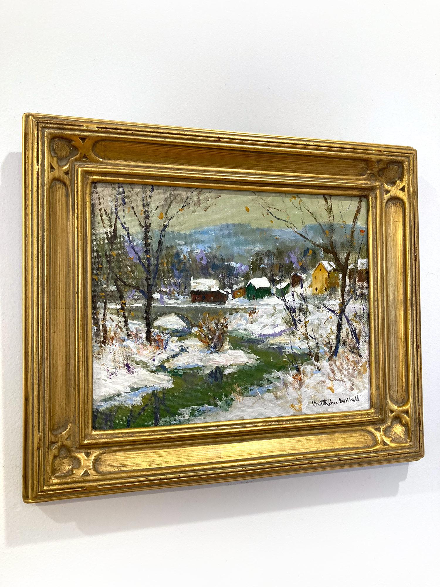 „Point Pleasant“ Bucks County New Hope PA Fluss-Schneefsszene, Ölgemälde, gerahmt im Angebot 7