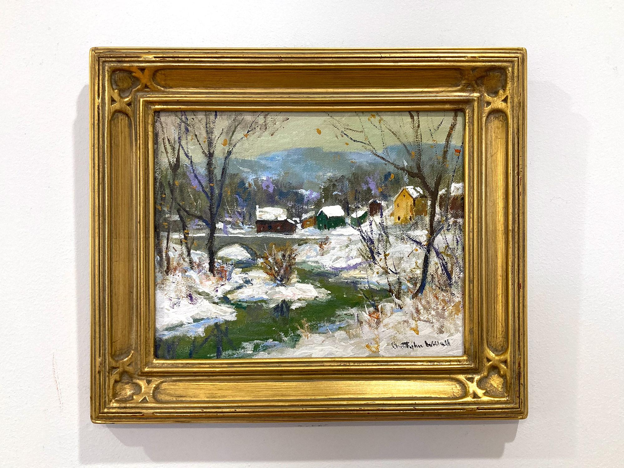 „Point Pleasant“ Bucks County New Hope PA Fluss-Schneefsszene, Ölgemälde, gerahmt im Angebot 8