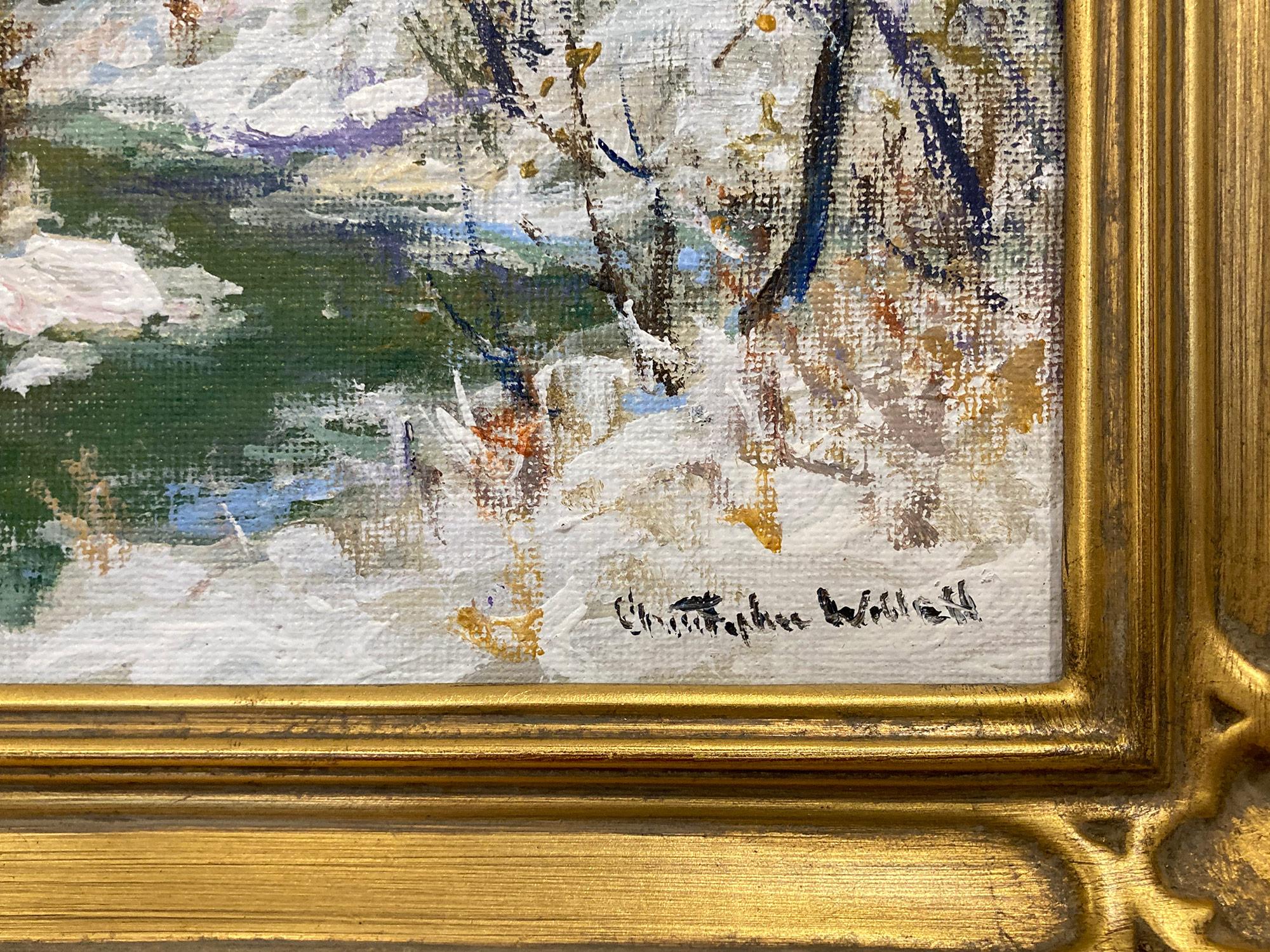 „Point Pleasant“ Bucks County New Hope PA Fluss-Schneefsszene, Ölgemälde, gerahmt (Amerikanischer Impressionismus), Painting, von Christopher Willett
