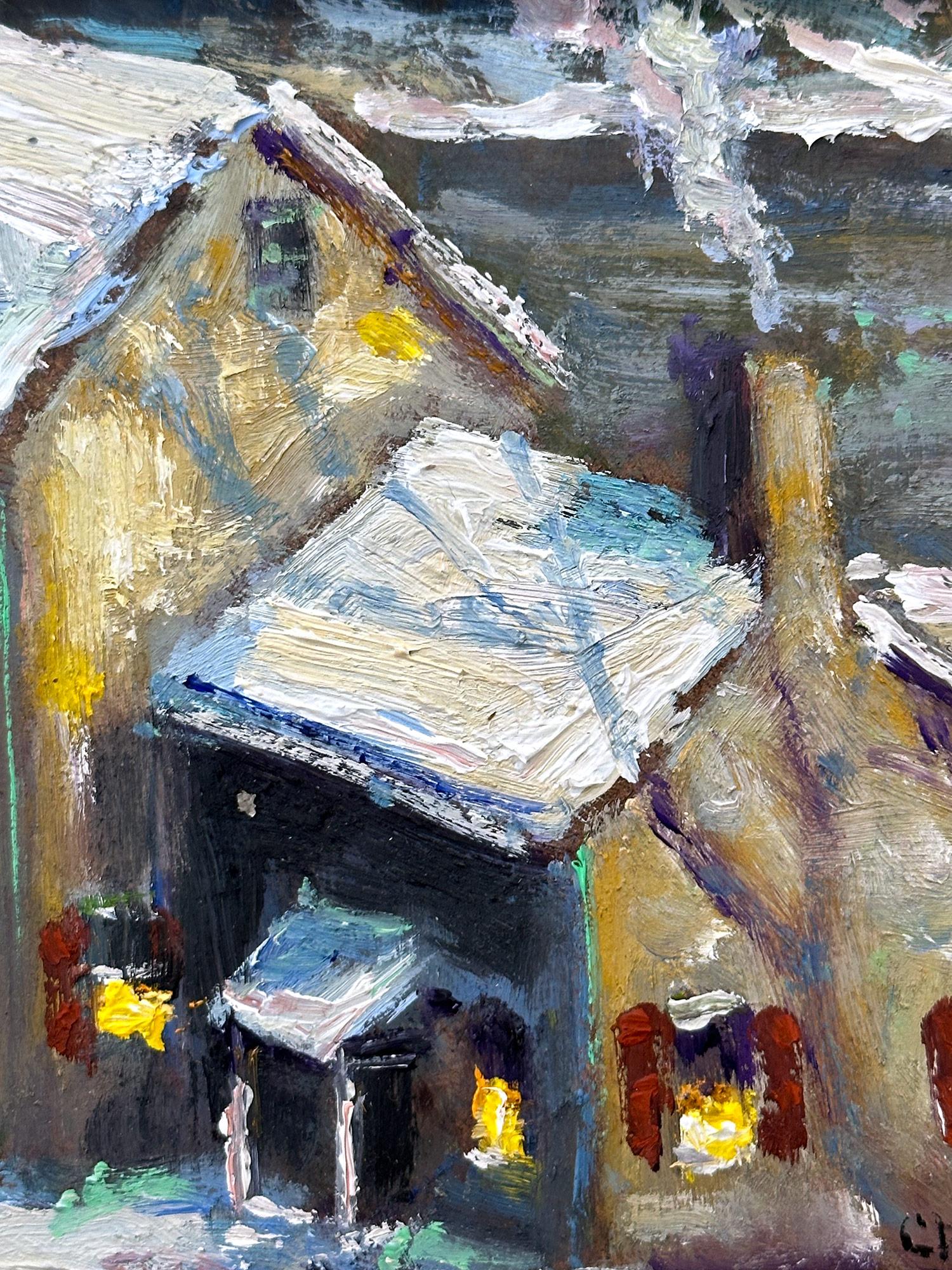 „River House“ River Road New Hope PA Twilight, Schneeszene, Landschaft, Ölgemälde (Amerikanischer Impressionismus), Painting, von Christopher Willett