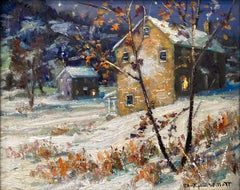 "Road to Doylestown" Bucks County Twilight Snow Scene Landscape Oil Painting