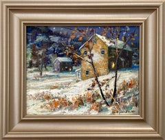 "Road to Doylestown" Bucks County Twilight Snow Scene Landscape Oil Painting 
