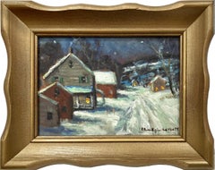 "Road to Lake Nockamixon" Impressionist Pastoral Snow Scene Oil Painting Framed