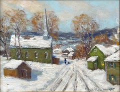 "Road to Tinicum" Bucks County PA Pastoral Winter Snow Landscape Oil Painting