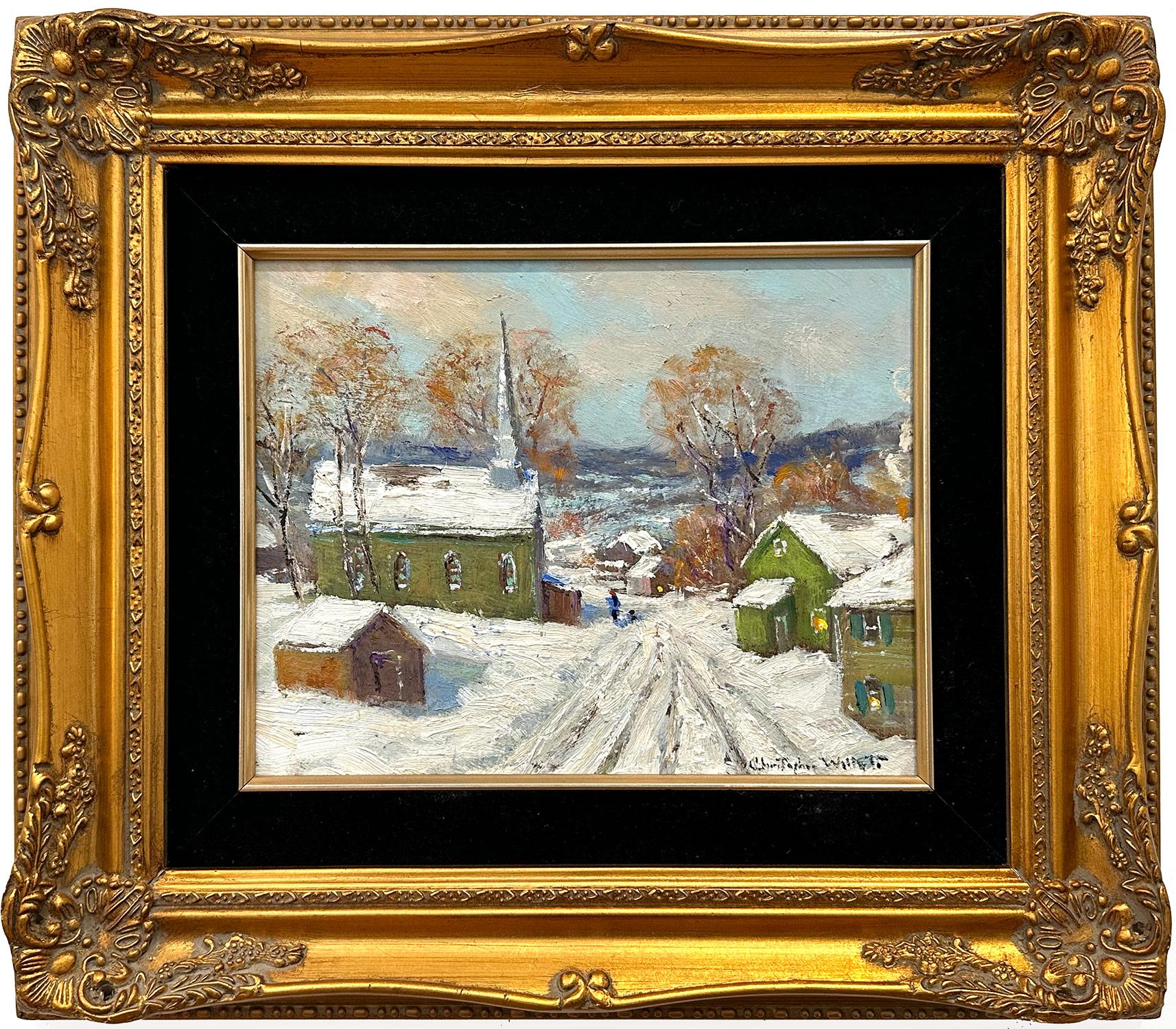 Christopher Willett Landscape Painting - "Road to Tinicum" Bucks County PA Pastoral Winter Snow Landscape Oil Painting