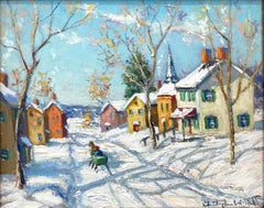 "Rt. 611 Above Revege" Bucks County PA, Pastoral Winter Landscape Oil Painting