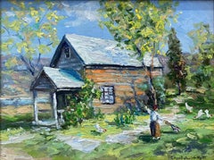 "Sunday Spring Cleaning" Point Pleasant Bucks County Landscape Oil Painting