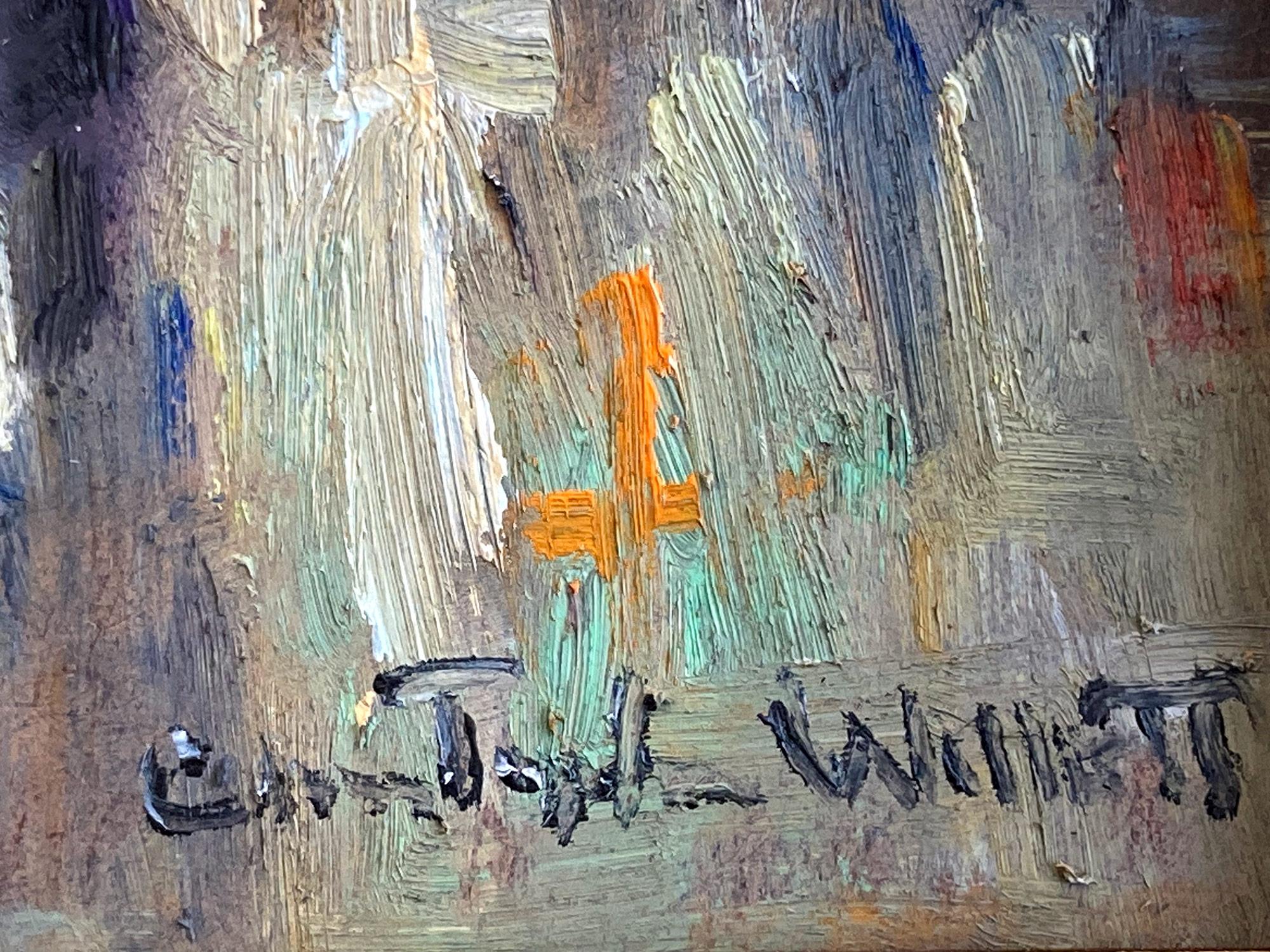 „Times Square N.Y.C.“ Impressionistische Schneeszene in New York City, Ölgemälde im Angebot 6