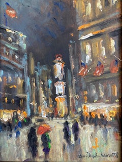 "Times Square N.Y.C." Impressionist Snow Scene in New York City Oil Painting
