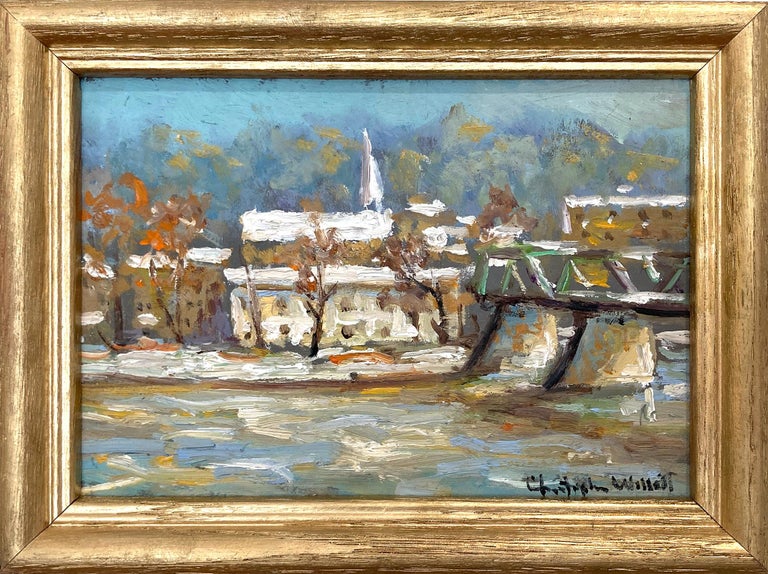 Christopher Willett "View to Lambertville" Pennsylvania Pastoral Snow