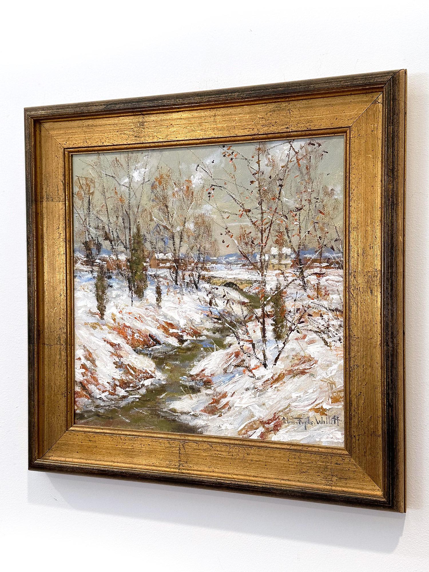 „Winter Comes Early“ Bucks County PA Schnee Creek-Szene, Ölgemälde, gerahmt im Angebot 10