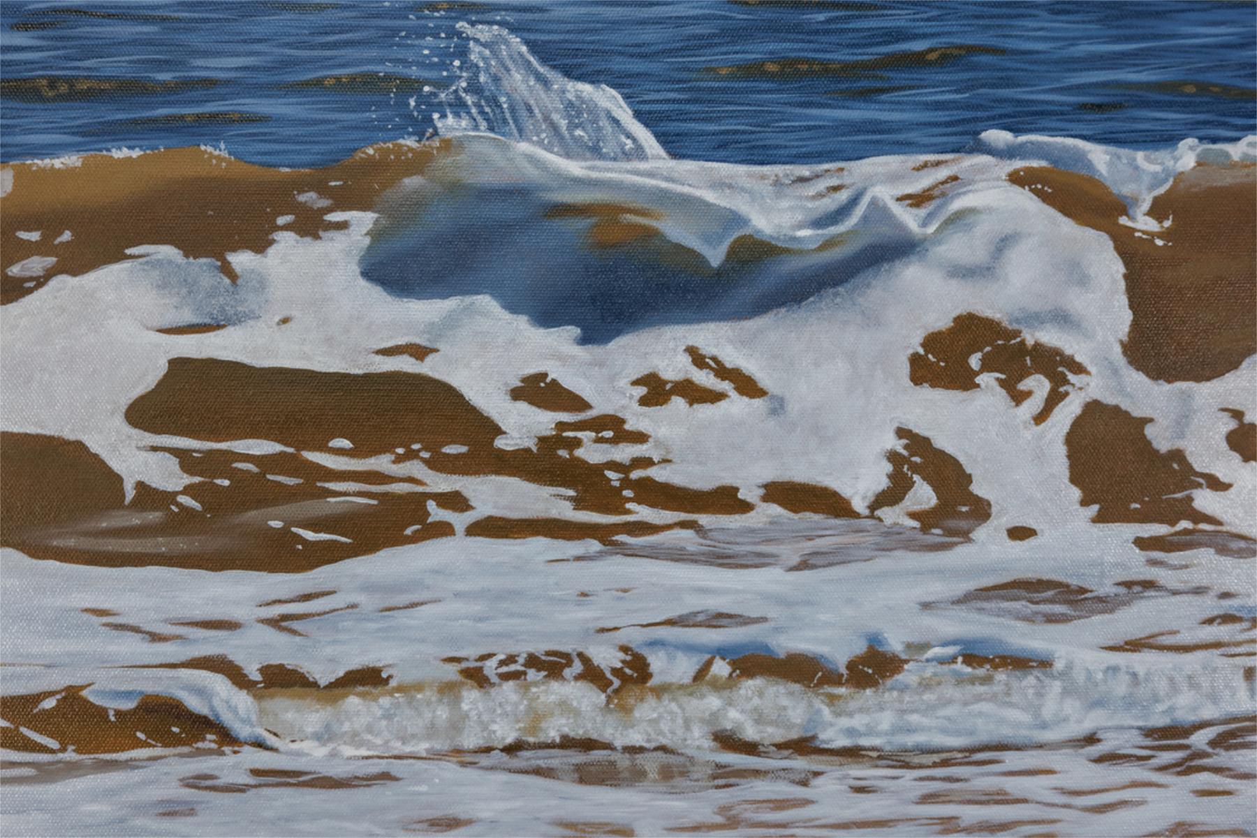 At The Edge Of The Ocean, Originalgemälde, Meereslandschaft, Ozean, Natur, Küste (Grau), Still-Life Painting, von Christopher Witchall