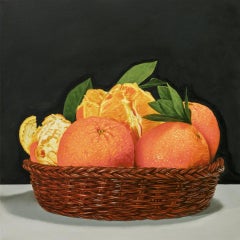 Basket of Oranges - original still life realism contemporary artwork