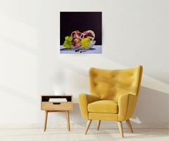 Fruit Bowl with Pomegranate, Oil on Canvas Still Life, Contemporary