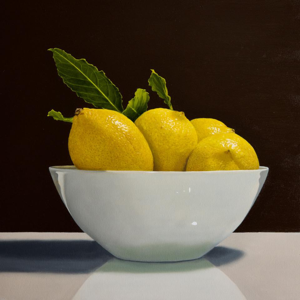 Christopher Witchall Landscape Painting - Lemons - original still life realism oil painting - contemporary artwork