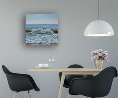 „Morgen am Southwold Beach“ – Originalgemälde im zeitgenössischen Realismus – signiert – 76 x 76 cm