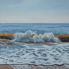 Mattina sulla spiaggia di Southwold - dipinto originale in stile realismo contemporaneo - Firmato - 76x76 cm