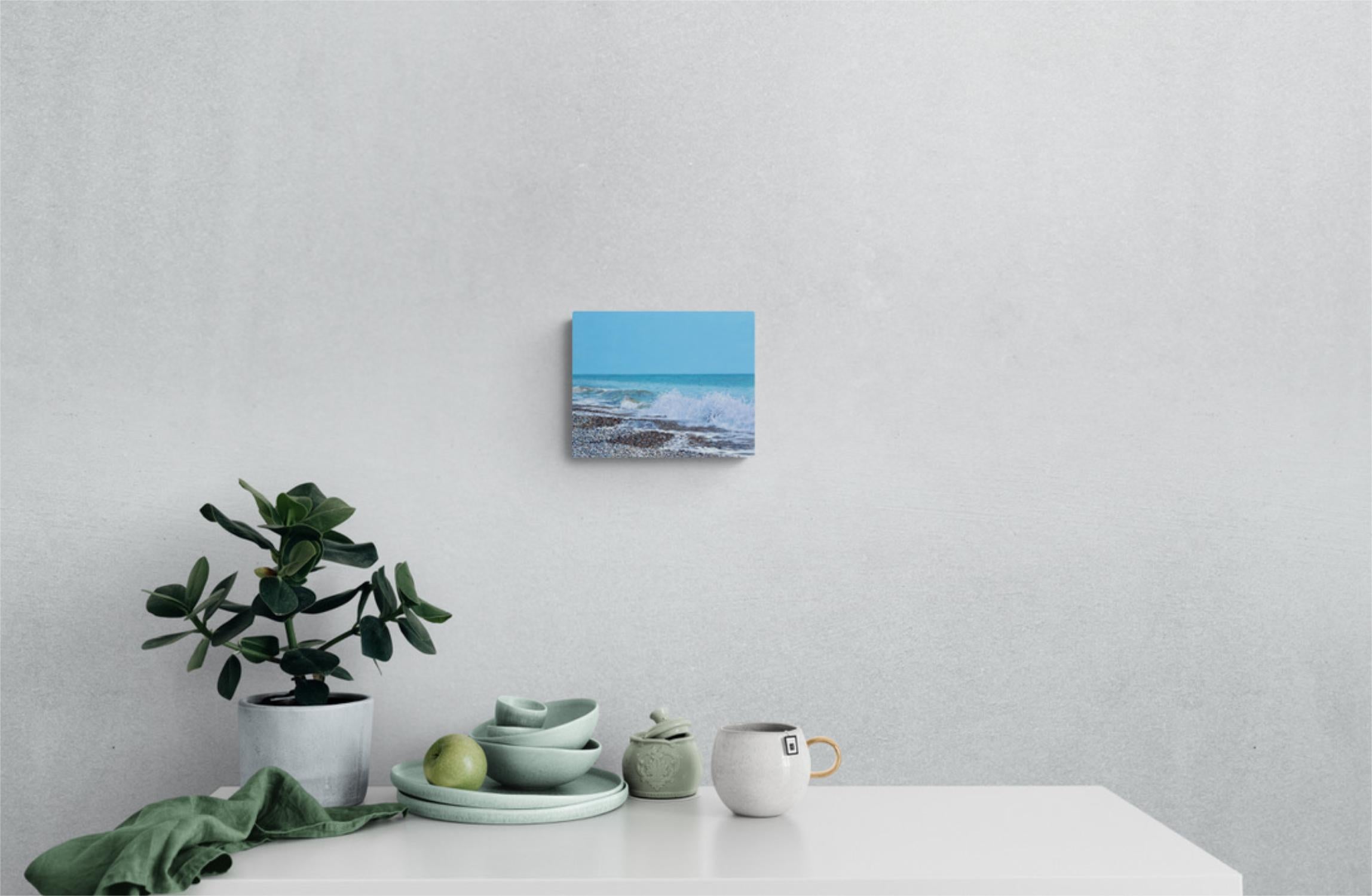 Stony Beach, peinture originale, paysage, paysage marin, plage en vente 3