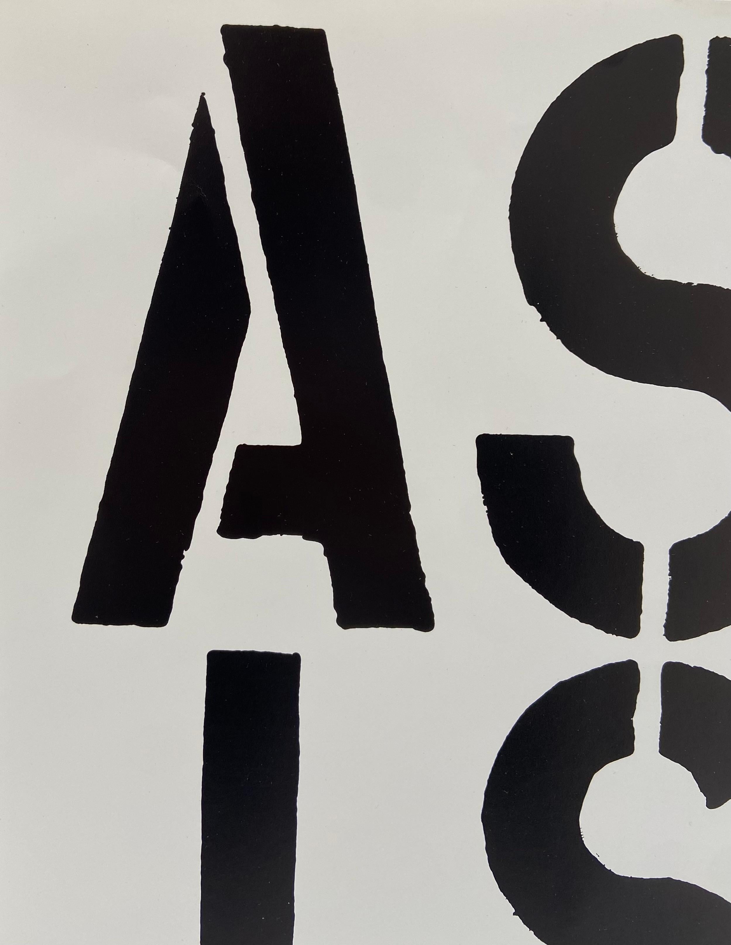 Christopher Wool
Assistant, from the Black Book; Black, White Series, 1989
Silkscreen
22 3/5 x 16 3/5 inches  (57.4 x 42.2 cm)
Edition 345/350