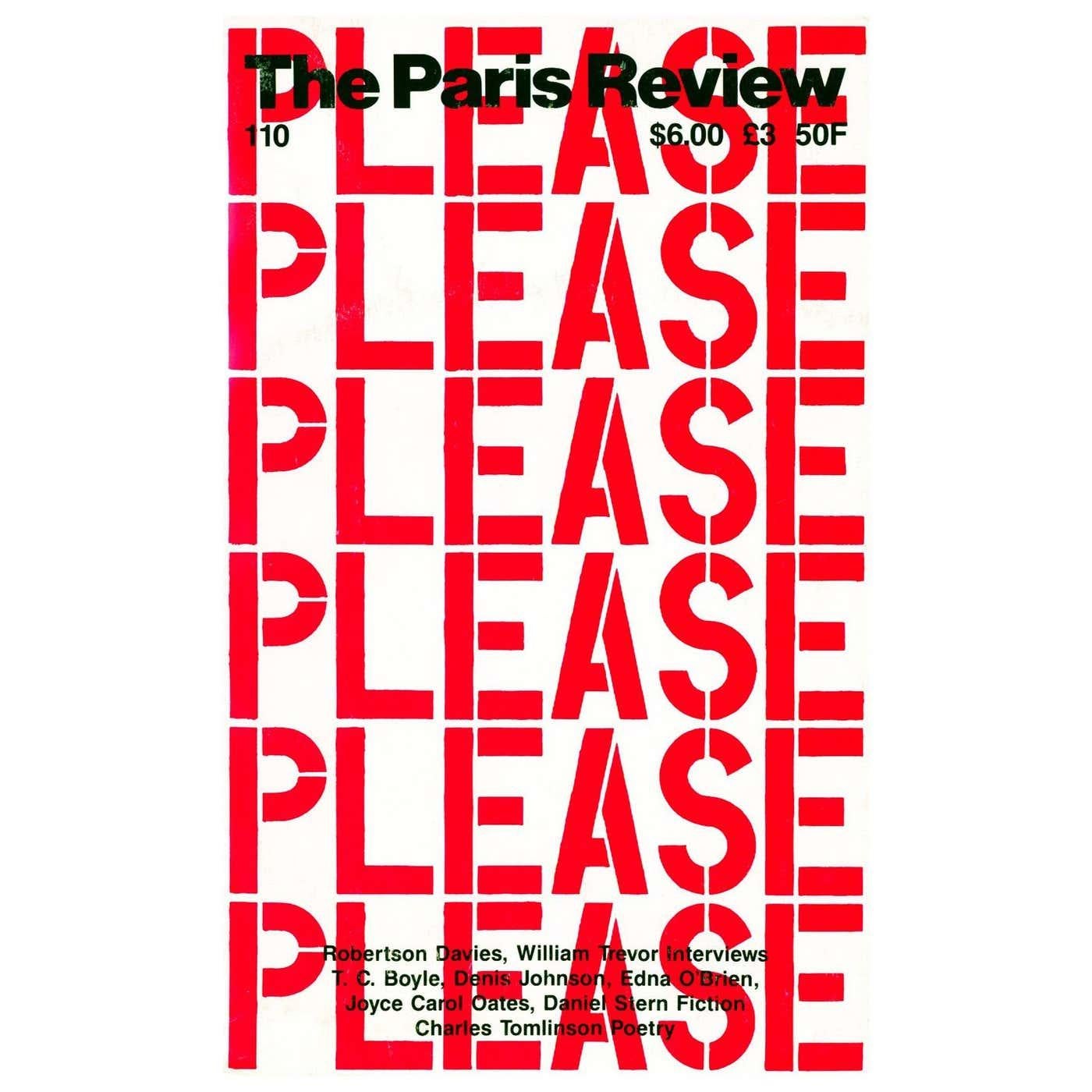 Christopher Wool The Paris Review:
1989 The Paris Review book, with original cover design by Christopher Wool.

Offset lithograph on double sided art periodical. The full book. 

Measures approximately: 6 x 9 inches; soft cover.

Minor rub &