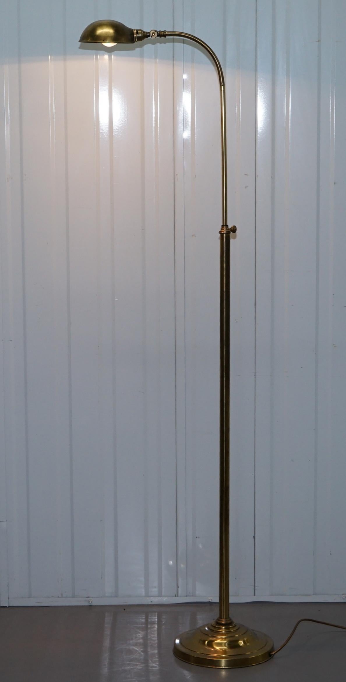 Hand-Crafted Christopher Wrays Lighting Emporium Hight Adjustable Floor Standing Lamp Brass