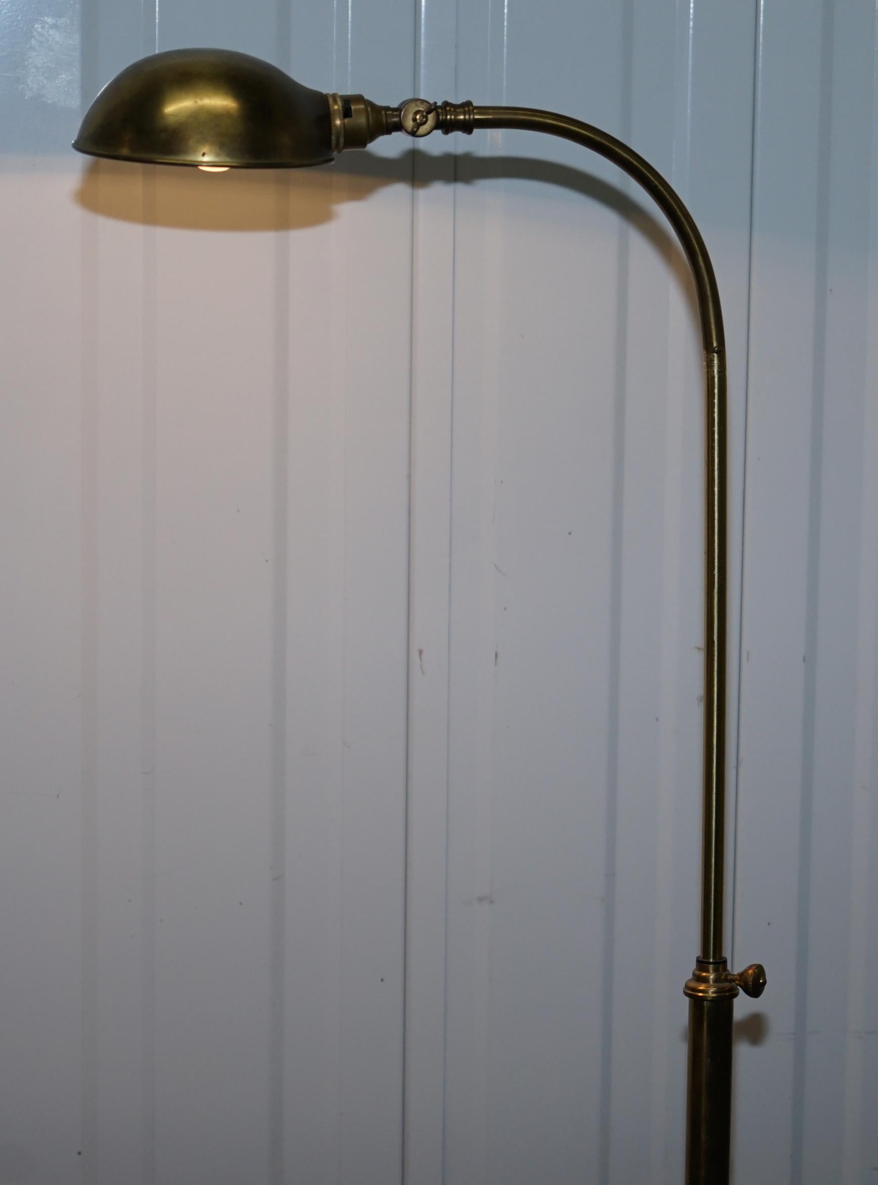 20th Century Christopher Wrays Lighting Emporium Hight Adjustable Floor Standing Lamp Brass