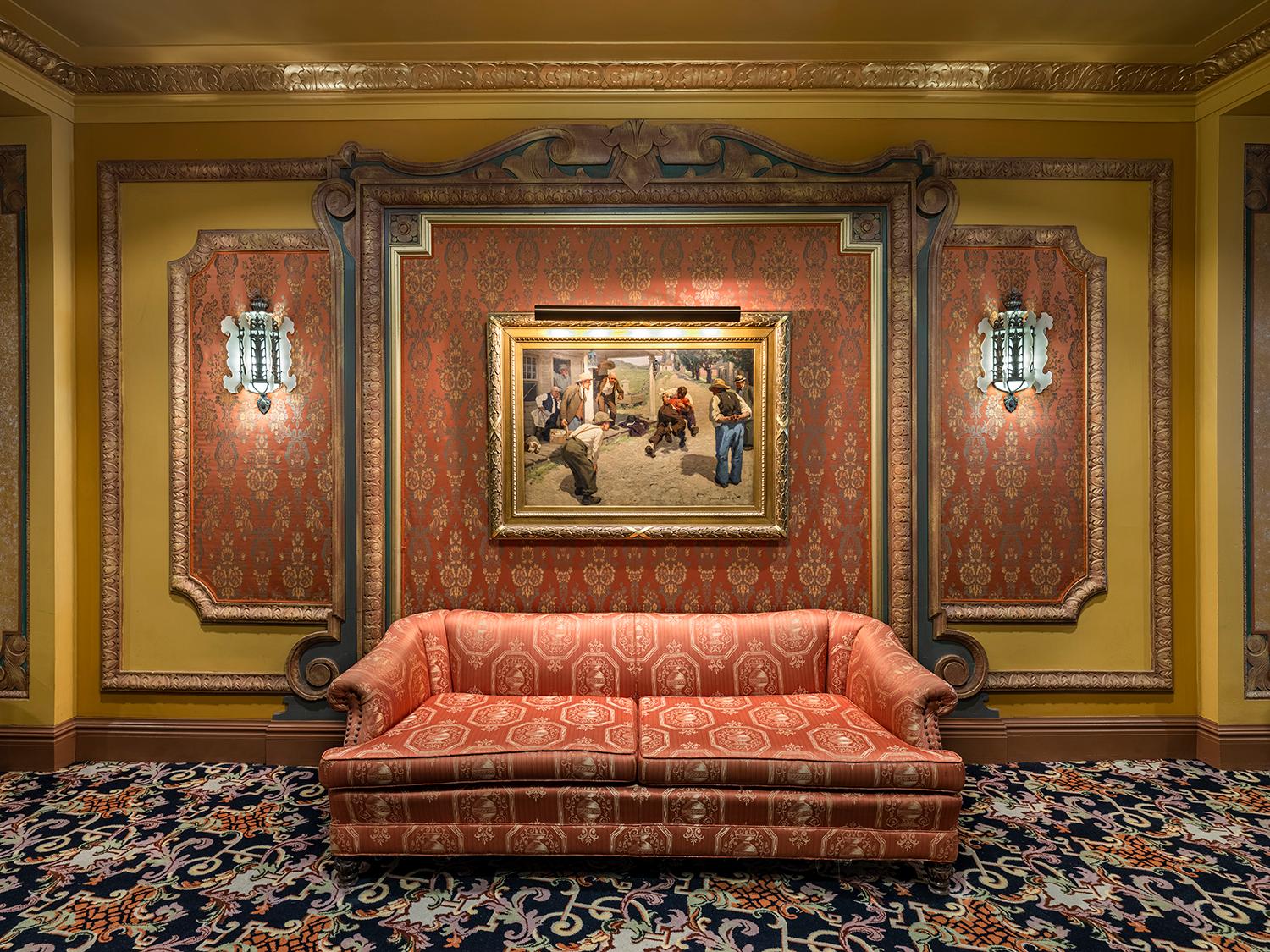 As one of the last opulent picture-palaces built before the Great Depression in 1931, the LA Theatre was erected in less than six months in a French Baroque style and is reminiscent of the Hall of Mirrors in Versailles. The nearly four-story grand