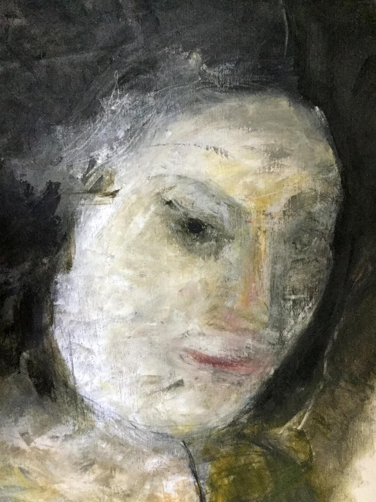 20th Century Christos Koutsouras Untitled Female Portrait Painting For Sale