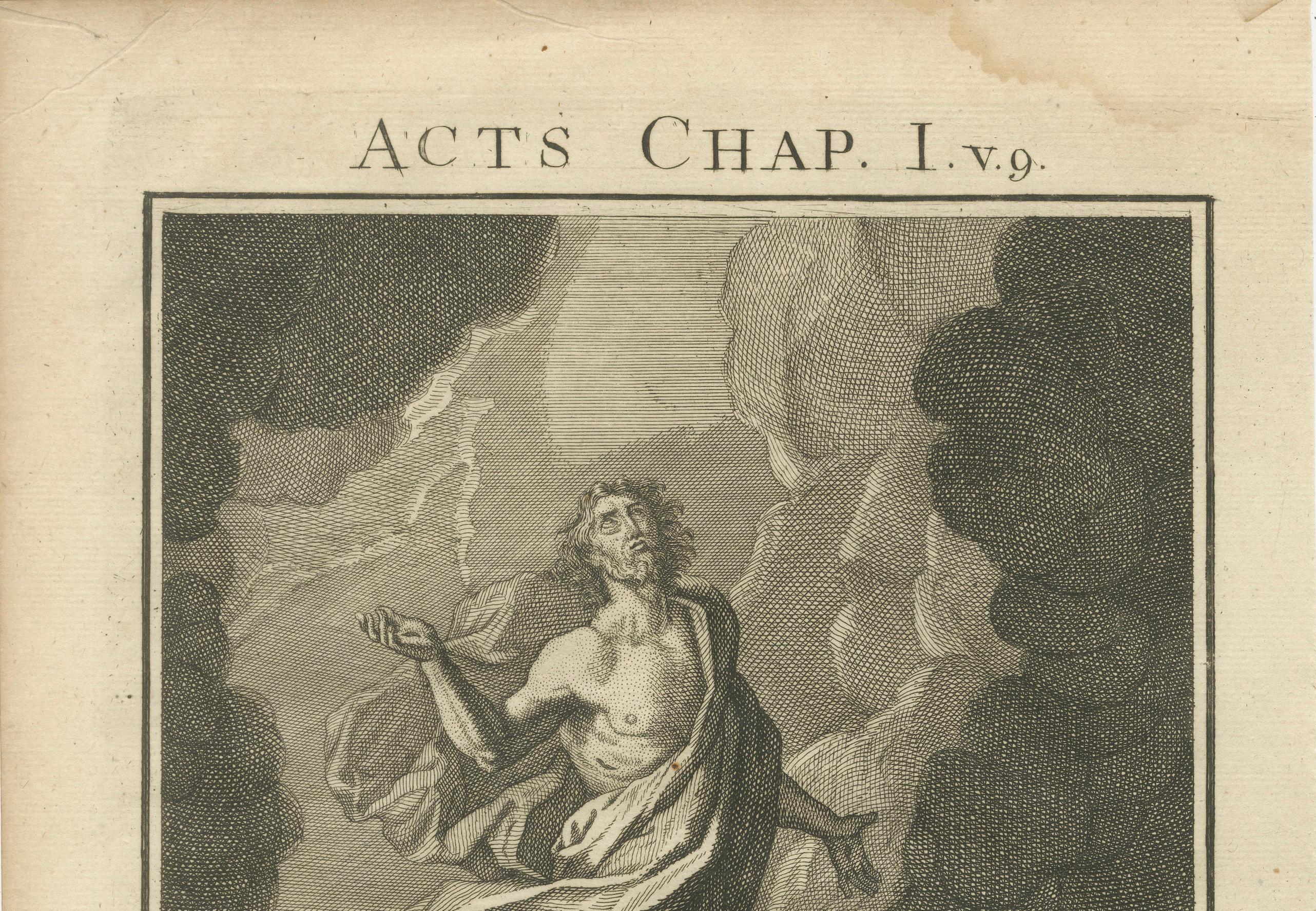 Inglese Incisione sull'Ascensione di Cristo - Atti I Scena dell'Ascensione c.1735 in vendita