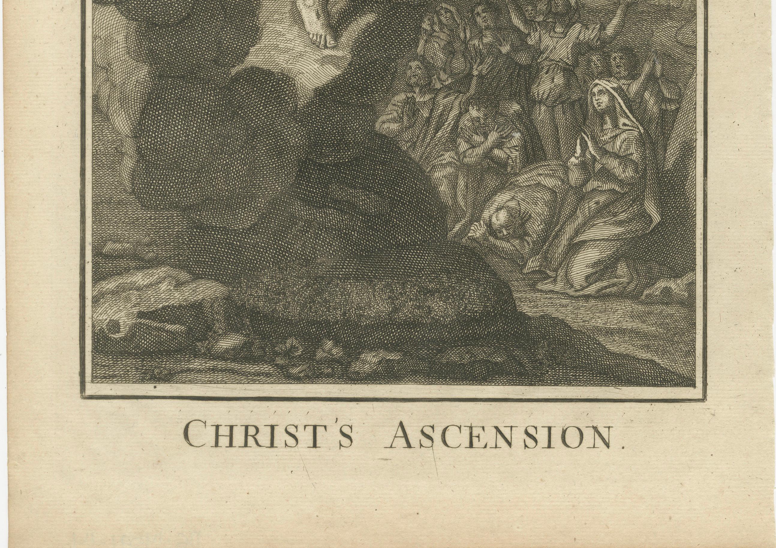 Inciso Incisione sull'Ascensione di Cristo - Atti I Scena dell'Ascensione c.1735 in vendita
