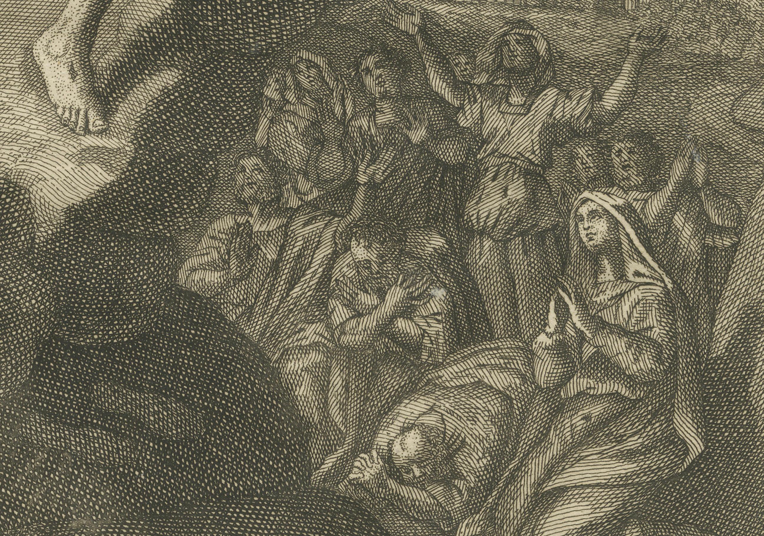 Incisione sull'Ascensione di Cristo - Atti I Scena dell'Ascensione c.1735 In condizioni buone in vendita a Langweer, NL
