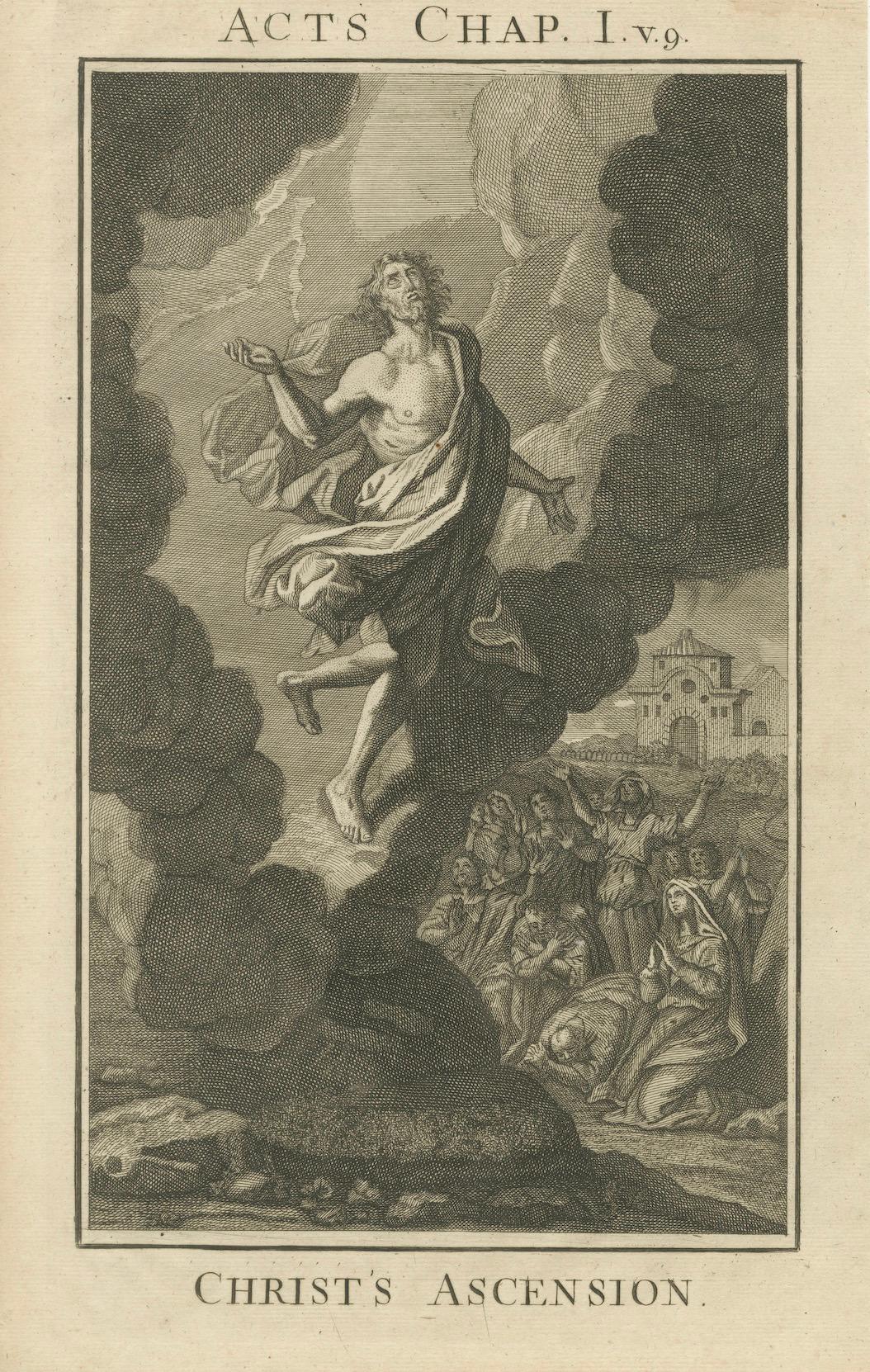 Incisione sull'Ascensione di Cristo - Atti I Scena dell'Ascensione c.1735 in vendita 1
