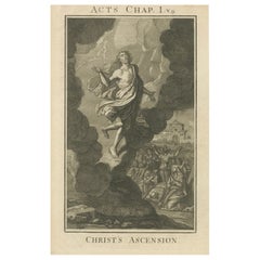 Christi Himmelfahrt Kupferstich - Apostelgeschichte I Himmelfahrtsszene um 1735