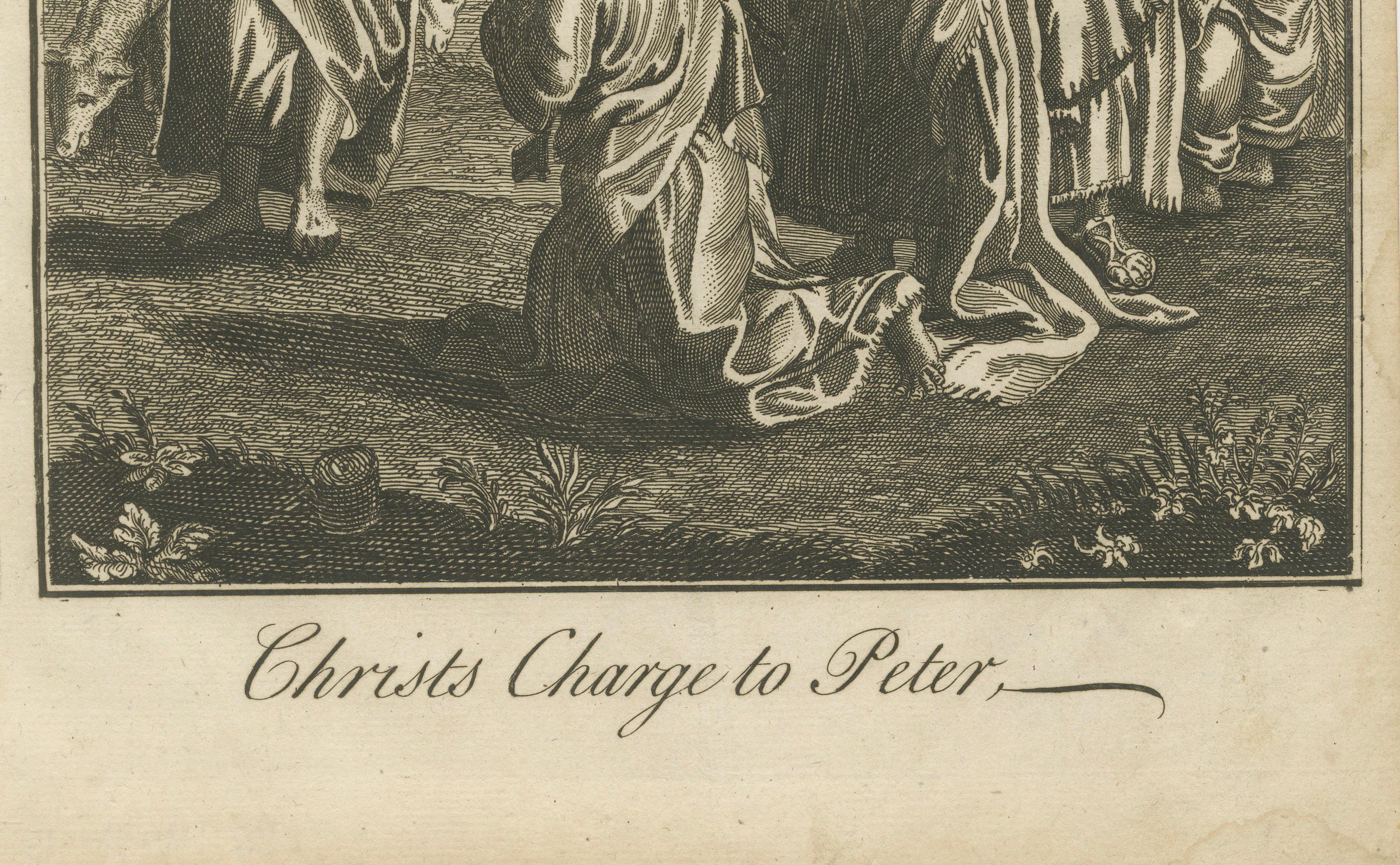 Anglais Gravure - I.I.C. Nourrissez mes brebis c.1735 en vente