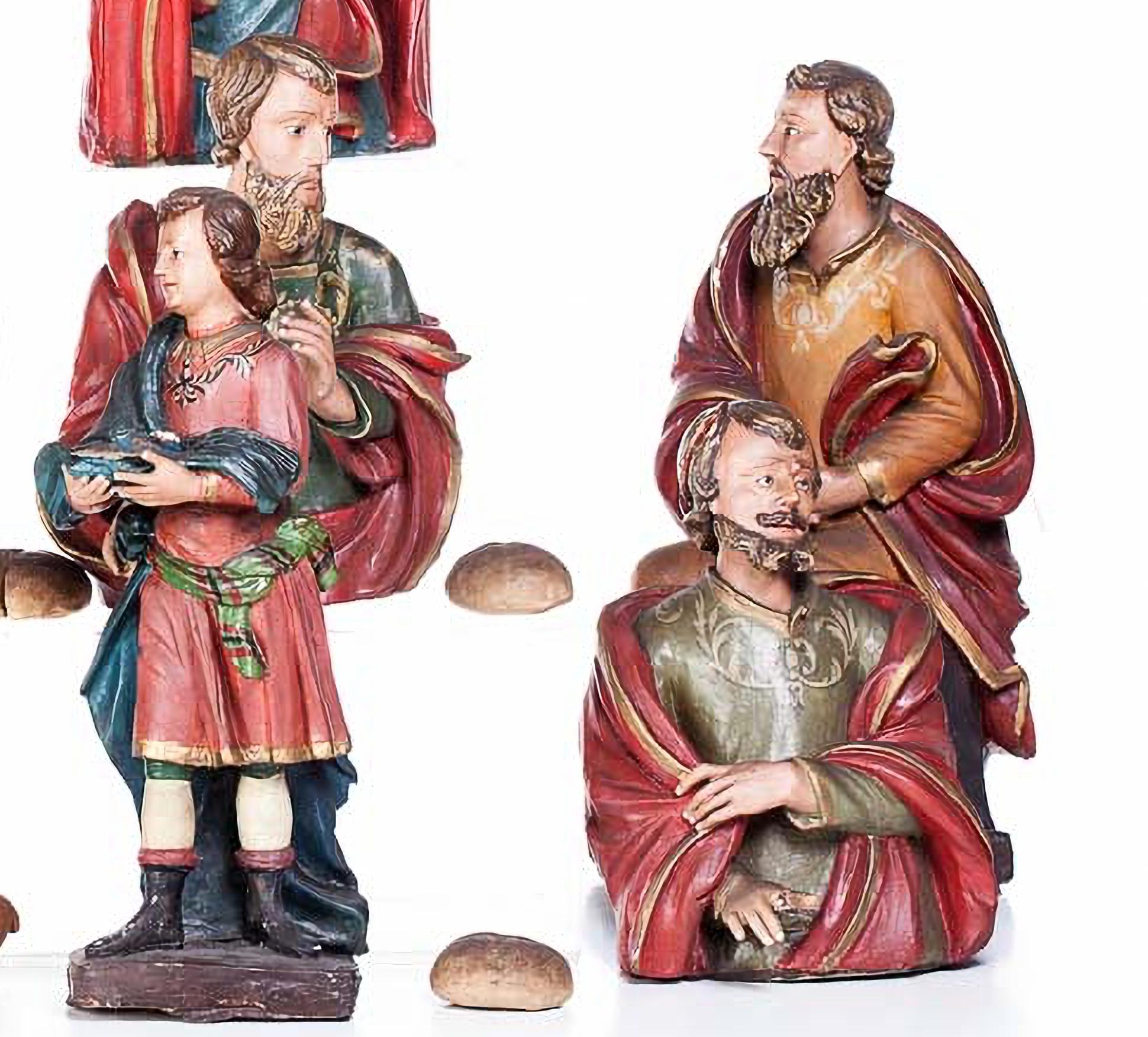 SUPREMA DI CRISTO in terracotta portoghese del XVIII secolo

composto da quattordici figure in terracotta policroma.
Difetti d'epoca e riverniciatura
Altezza: (la più grande) 56 cm.
Apparteneva alla chiesa dell'estinto Convento di São Bento da Avé