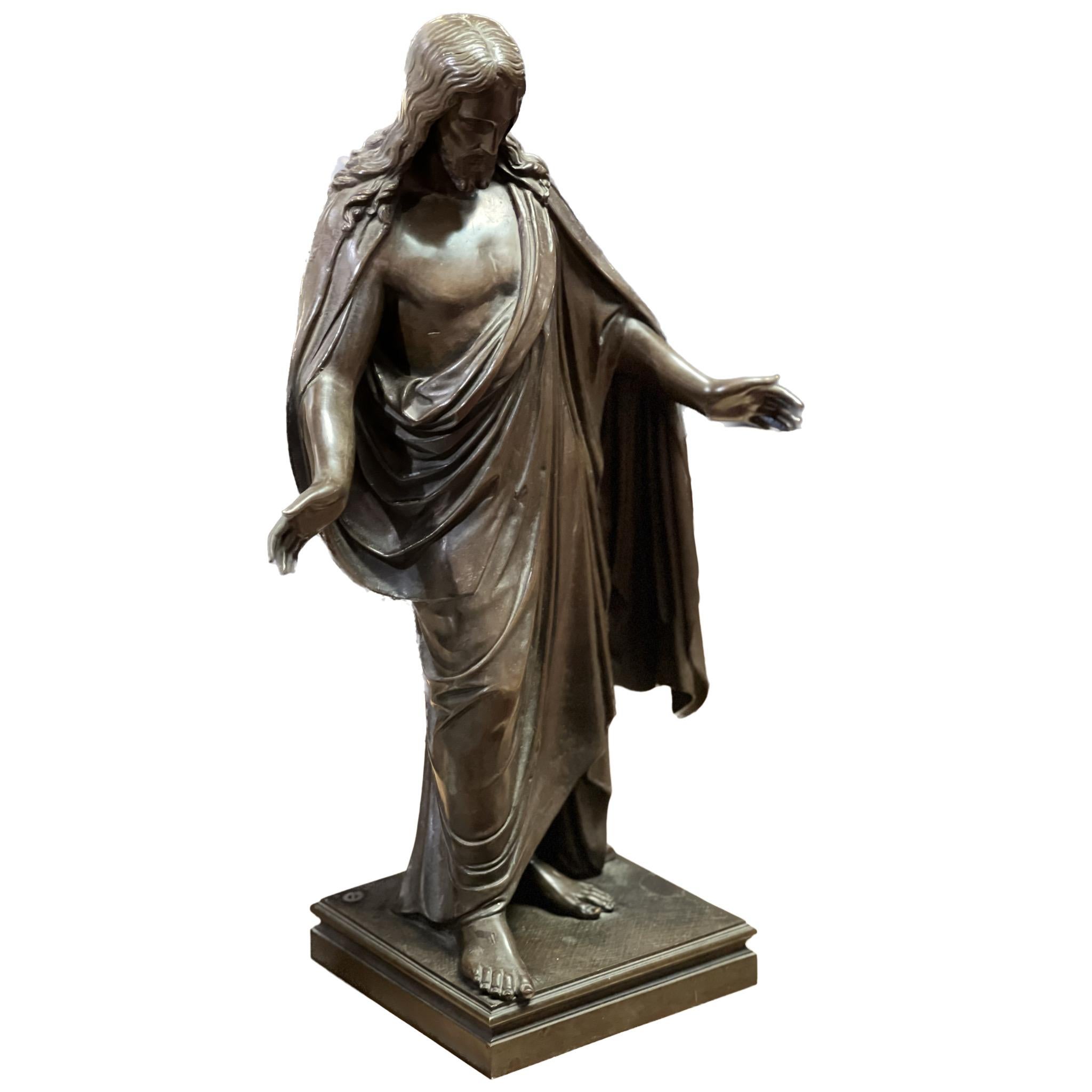 Greek Revival Christus Patinated Bronze Sculpture For Sale