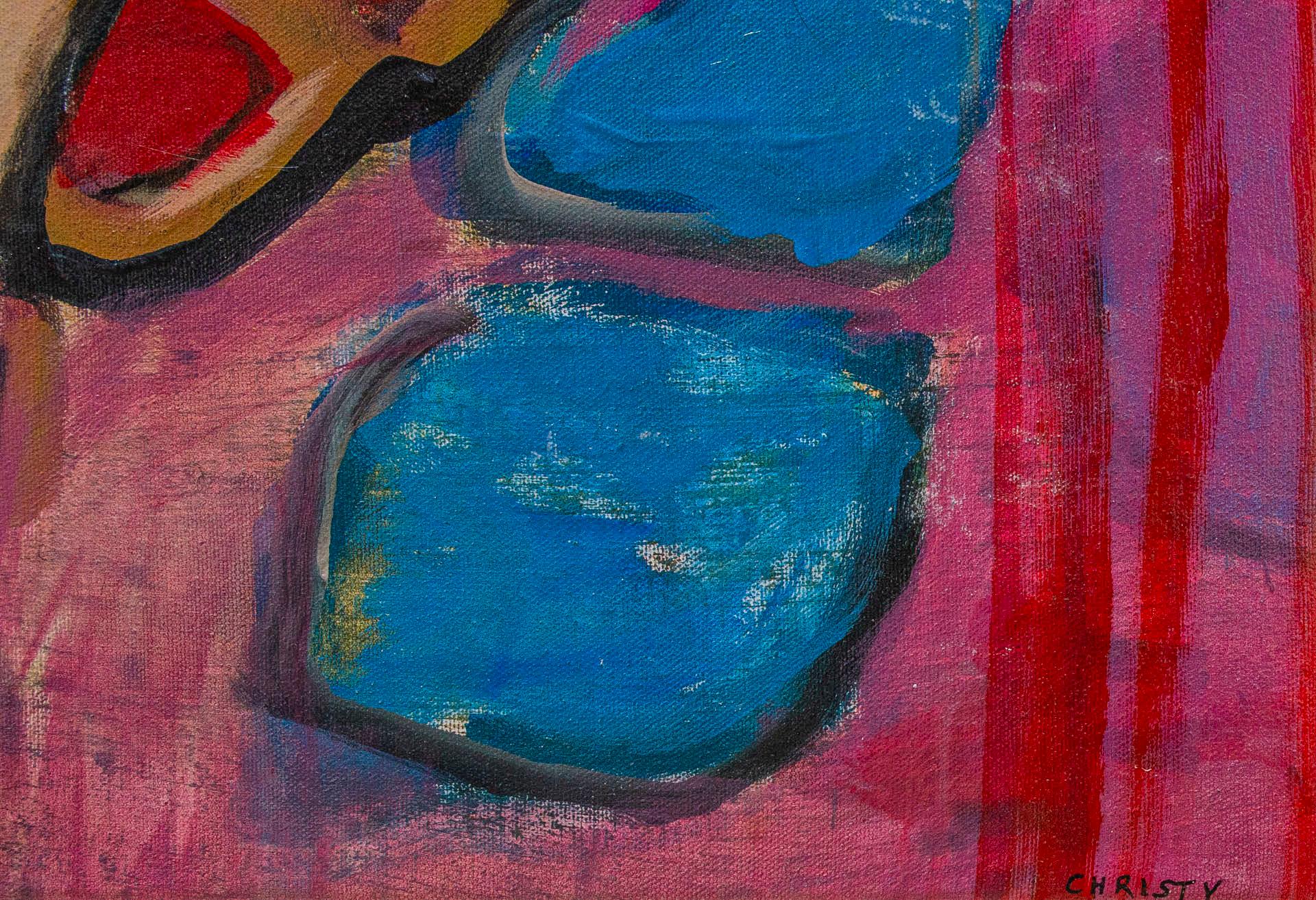 Leaping Gazelles and a Can of Butane - Brown Abstract Painting by Christy Hopkins