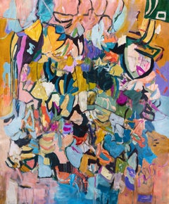 Mr French: Abstract Expressionist Acrylic Painting, 2010s, New, 67x55