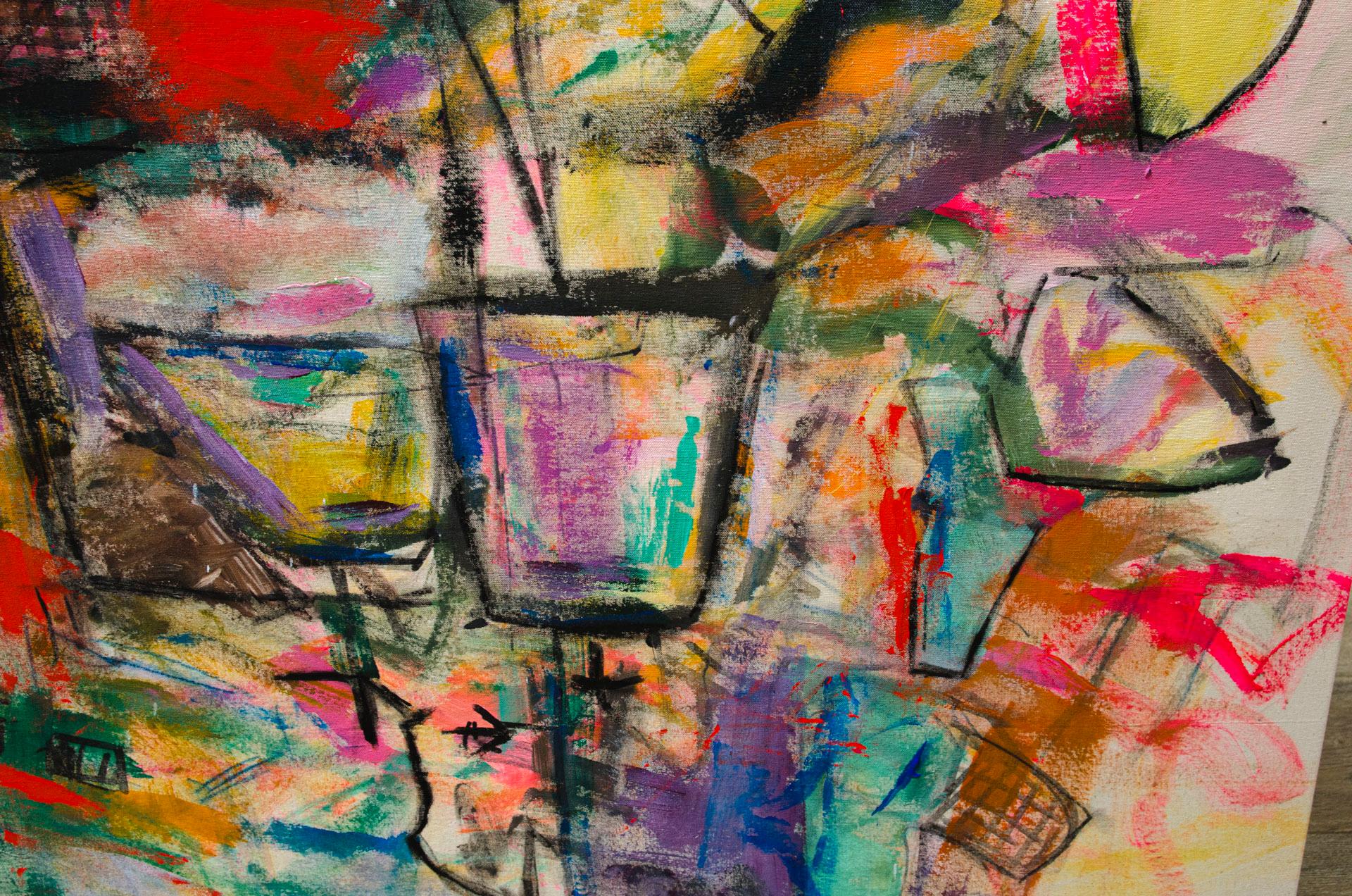 Punk Punch - Brown Abstract Painting by Christy Hopkins
