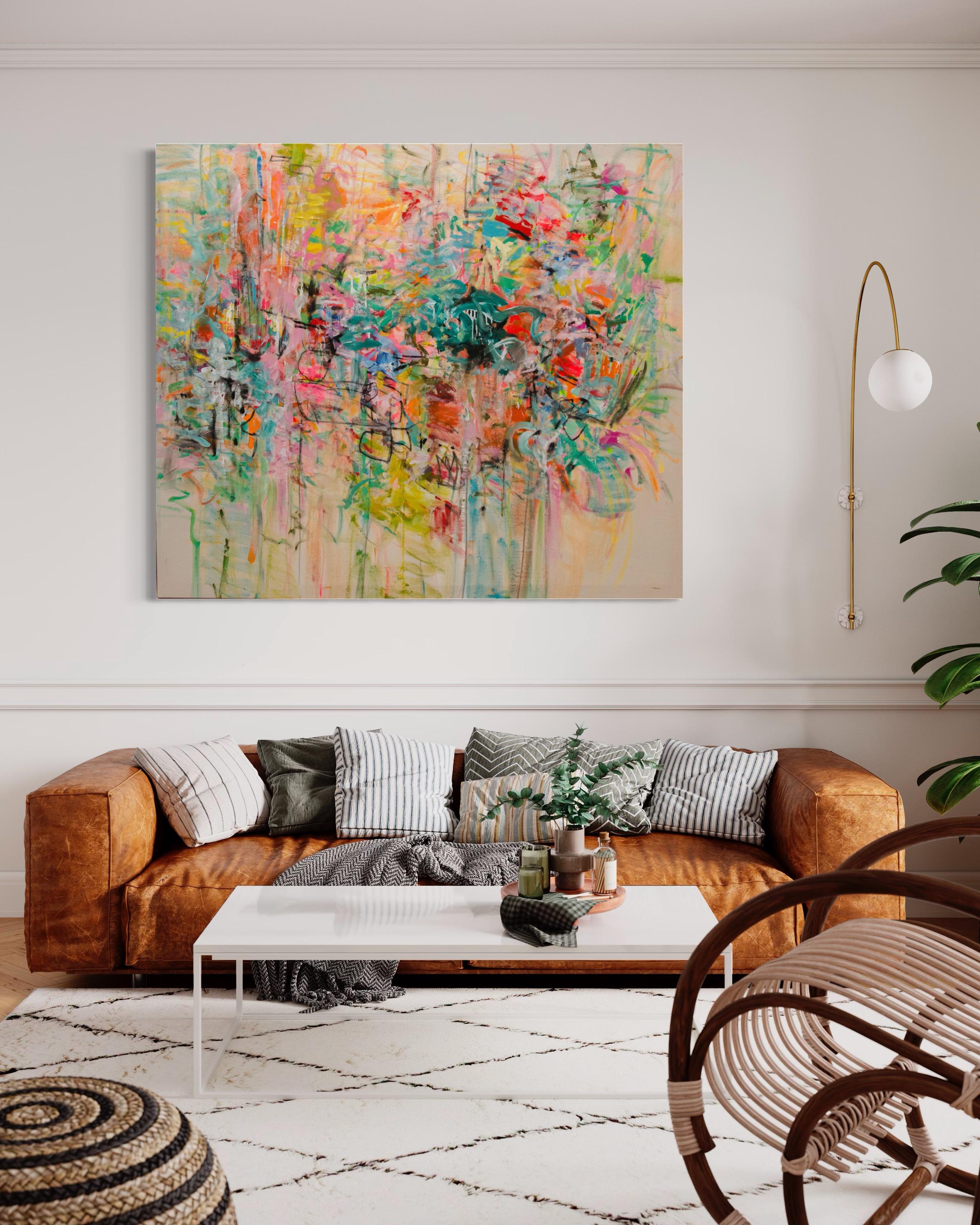 Rain Dance - Brown Abstract Painting by Christy Hopkins